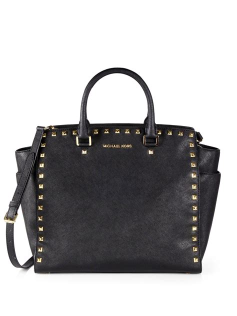 michael kors black tote bags|michael kors black studded handbag.